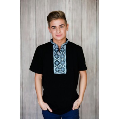 Embroidered t-shirt for men "Otaman" gray on black